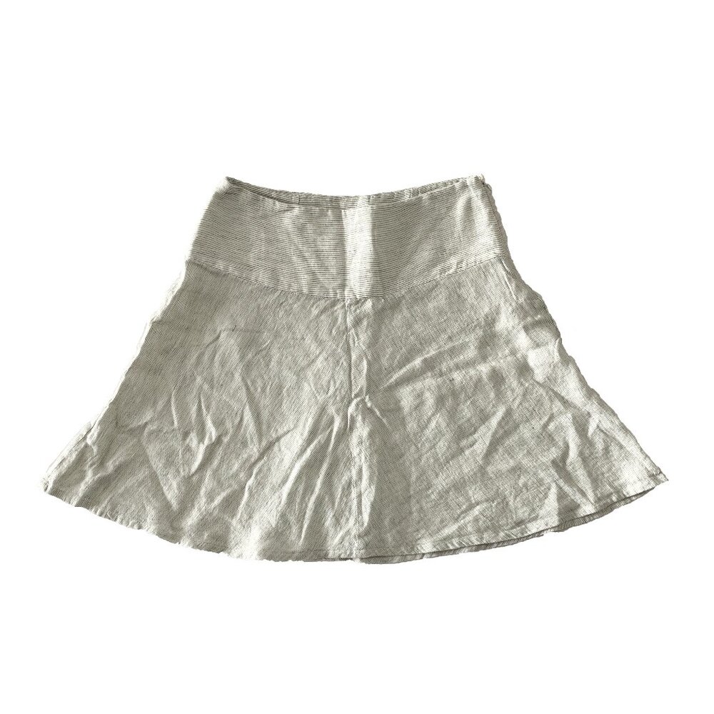 CAbi Womens 4 White Black A Line Skater Lined Lightweight Linen Blend Luna Skirt